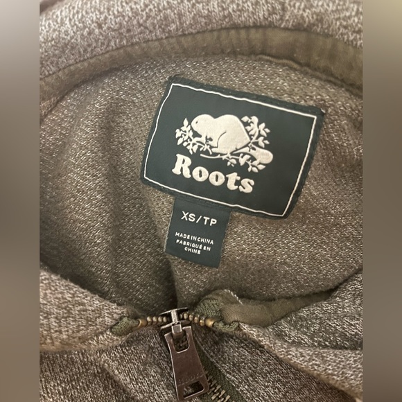 Roots Olive Green Quarter Zip Long Sleeve Hoodie - Picture 4 of 4